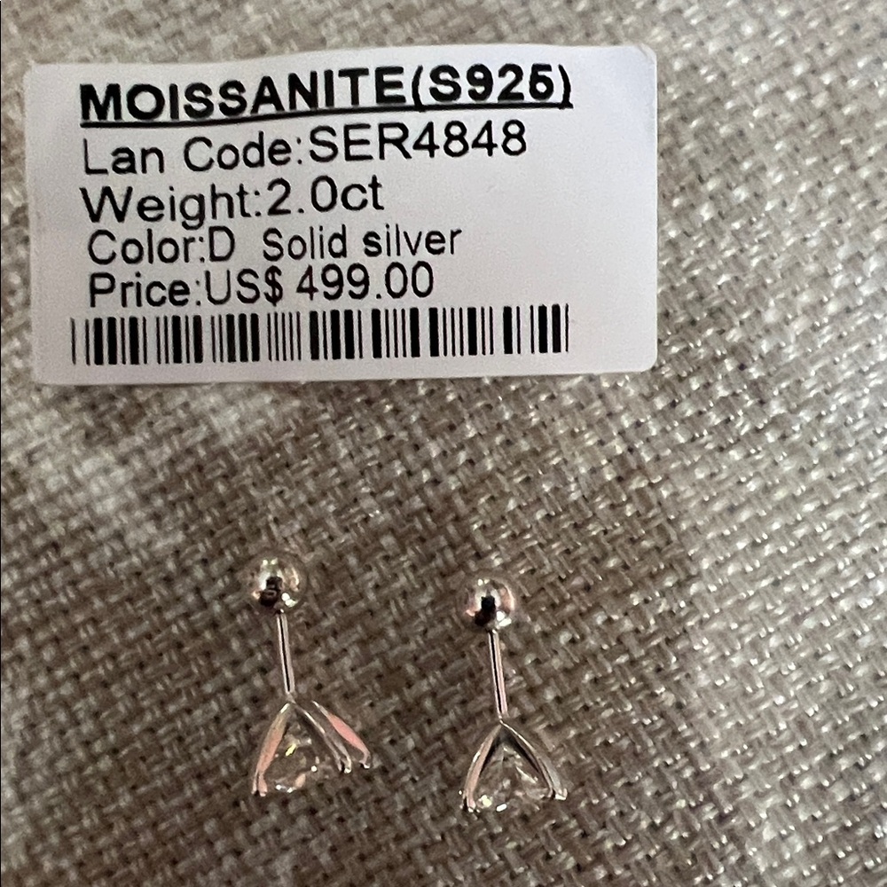 MOISSANITE  Stud Earrings 2 CT 925 silver screw backs 499 retail NWT - Picture 5 of 11